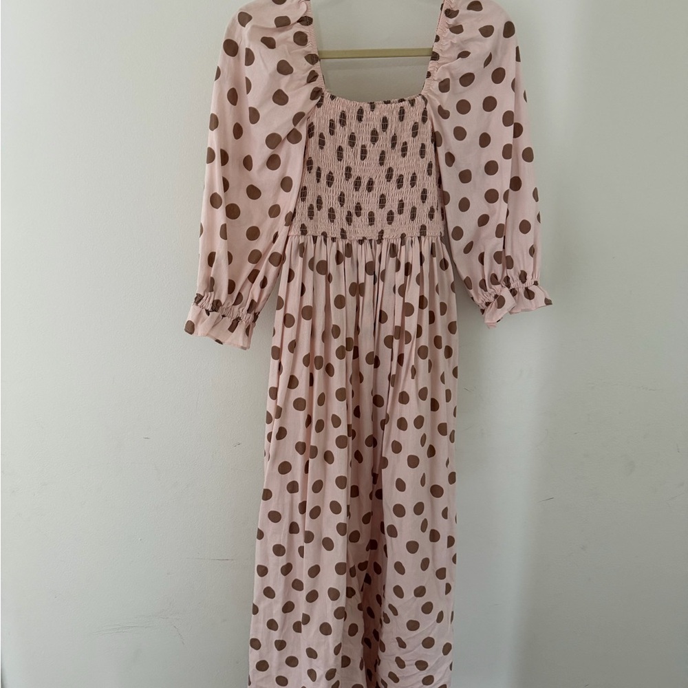 ASOS Pink and Brown polka dot dress